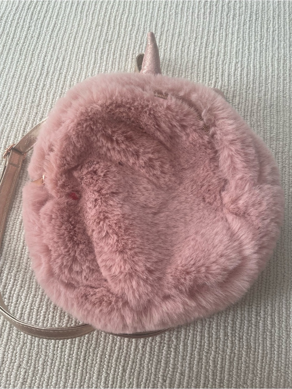 Plush Pink Faux-Fur Round handBag b23